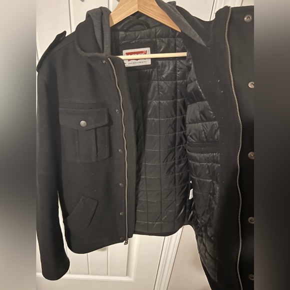 Vintage Levi’s Wool Blend Hooded Military Jacket | Size: Medium | Colour: Black - Picture 3 of 5